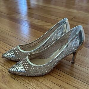 Jewel Badgley Mischka Gold Mesh Heels